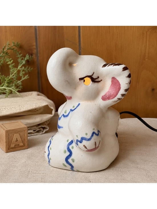 Other - Vintage Elephant Night Light Ceramic Nursery Lamp Plug In Figural Light